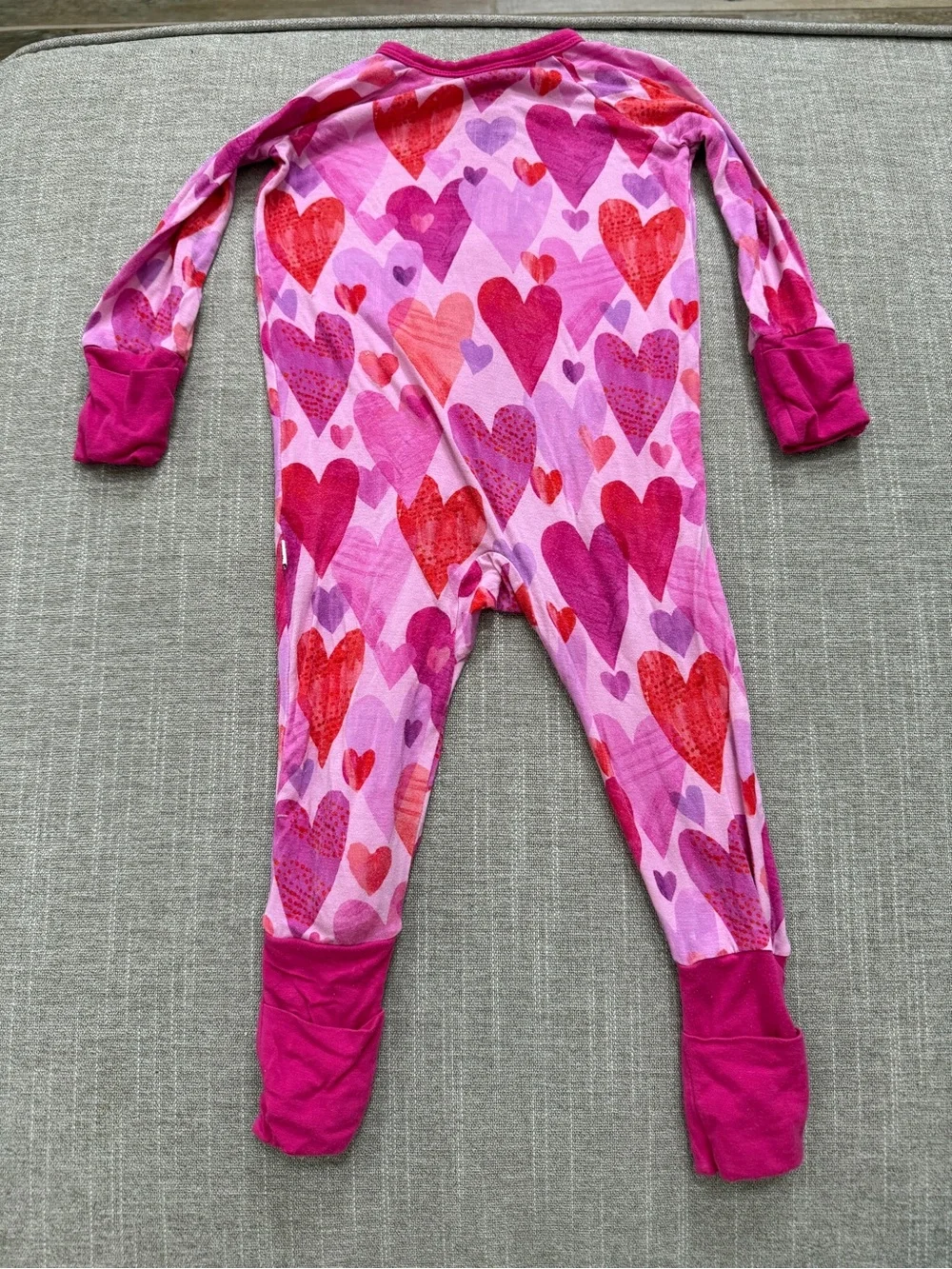 Little Sleepies Pink & Fuchsia Heart Print Footed One-Piece Pajamas
